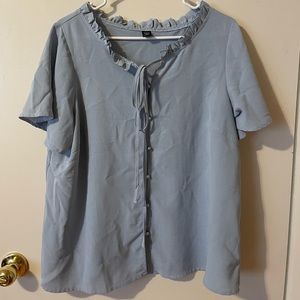 SHEIN Blue Sheer Blouse 1XL